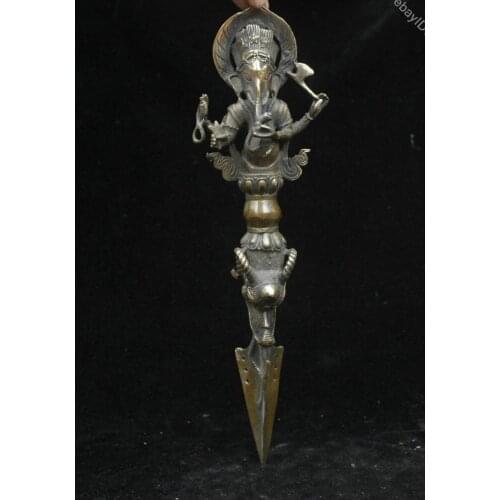 35cm Collect Chinese Old Bronze Handmade dagger weapon Fa Qi Faqi Sculpture