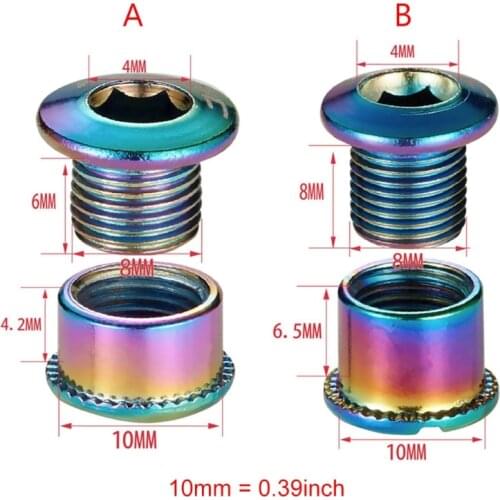 4pcs MTB Bicycle Chainwheel Screws 6/8mm Mountain Road Bike Crankset Chainring Bolts