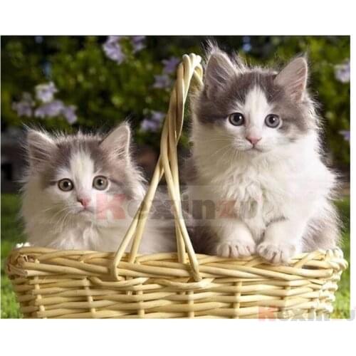 Kexinzu Full 5D DIY Square/Round Drill Diamond Painting "Cat Animal" 3d Diamond Embroidery Cross Stitch Decor Gift Ke063