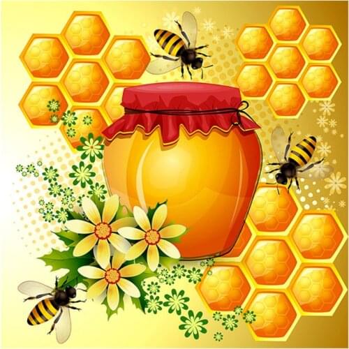 Bee Flower 5D Full Drill Diamond Painting Embroidery Cross Stitch Kits DIY Rhinestone Crystal Home Decoration Craft