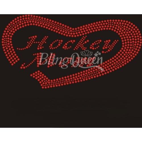 BlingQueen 25PCS/LOT Korean Rhinestone Transfers Hockey Mom Design