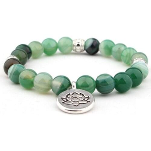 Charm Alloy Lotus Bracelet for Women Rose Quartzs Beaded wrist Yoga Buddha amazonite Bracelet 5 Color Stone Bracelet Men Jewelry