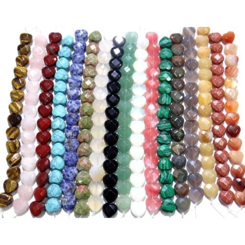 15*15mm Natural stone Quartz crystal tiger eyeTurquoises Heart-shaped section beads for Diy Jewelry Making Necklace Accessories