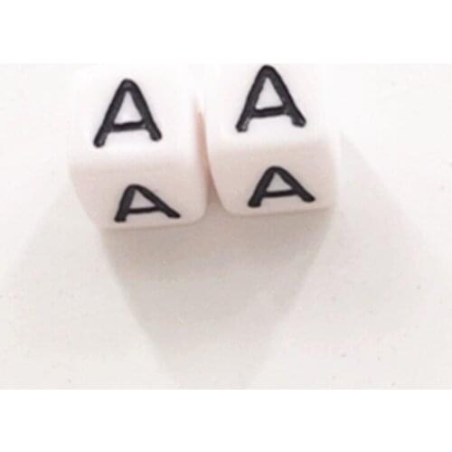 Chenkai 500pcs 10*10mm white Plastic Acrylic Alphabet Cube Letter Beads square beads 3mm hole Individual Singel Letter
