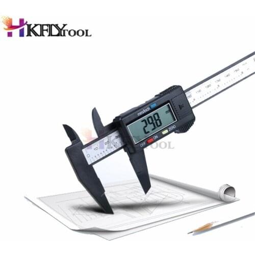 New Arrival 150mm 6 inch LCD Digital Electronic Carbon Fiber Vernier Caliper Gauge Micrometer Measuring Tool