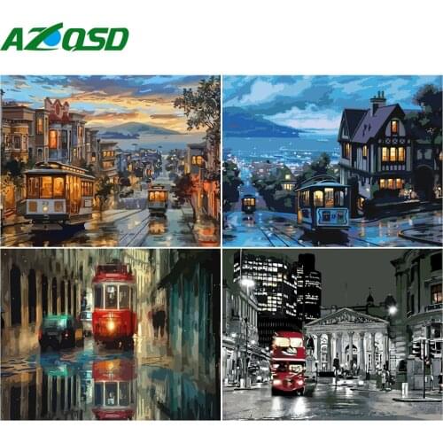 AZQSD DIY Pictures By Numbers Street Abstract Art Acrylic Paint Unframe Painting By Numbers Landscape Home Decoration