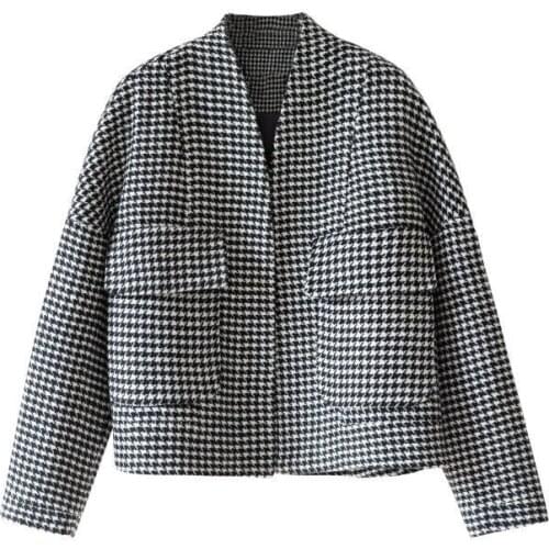 Spring And Autumn New Korean Womens Quilted Jacket All-Match Short Woolen Jacket