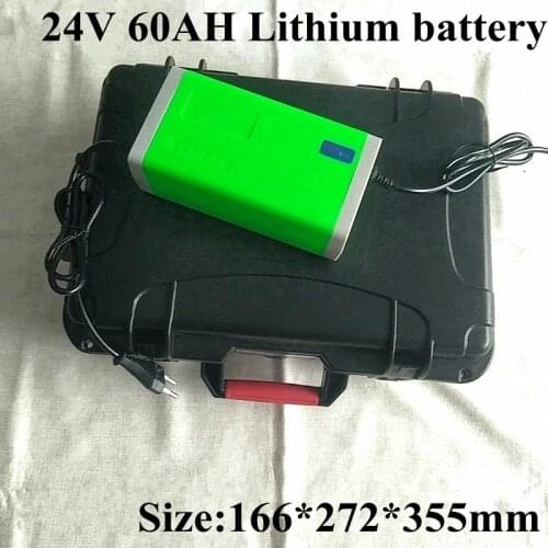 Powerful 24V 60Ah Lithium Li Ion Battery Pack with 7s BMS Display for Electric Scooter Solar Energy Sightseeing +5A Charger