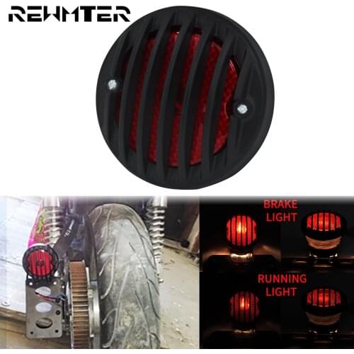 Motorcycle Side Mount Tail Light Red LED Grill Retro Brake Taillight Running Stop Rear Light Lamp For Harley Sportster XL Bobber