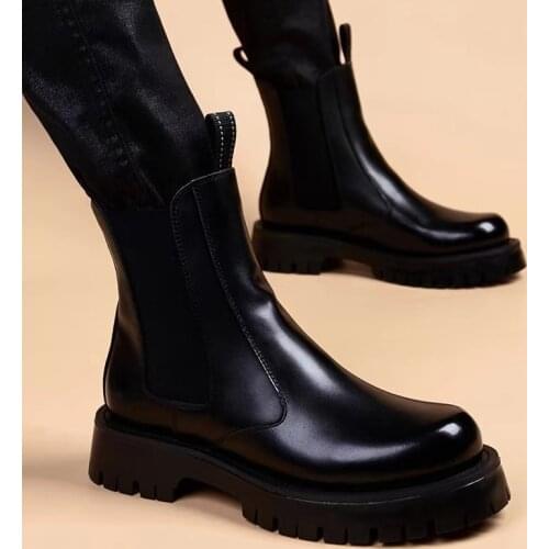 High quality mens boots punk hip hop natural leather tooling shoes handsome chelsea boot trend short cowboy botas hombre zapato