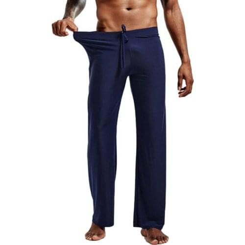 Men Pants Casual Solid Color Low-waisted Drawstring Loose Pants Running Yoga Sleep Bottoms Trousers 2021