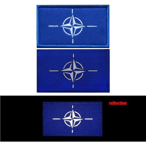 NATO Flag Embroidery Patch Infrared IR Reflective Military Tactical Badges Applique Hook and Loop Patches for Clothes backpack