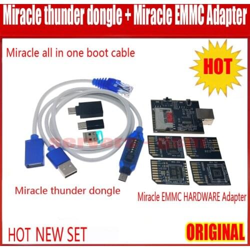2020 New Original Miracle thunder dongle+all boot cable + Miracle EMMC Hardware 1.0 universal Bga 221, 153, 254 Adapter plate