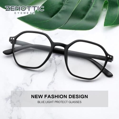 ZENOTTIC Anti Blue Light Blocking Glasses Men Women Hexagon Computer Gaming Spectacles Frame Oversize Optical Myopia Eyeglasses