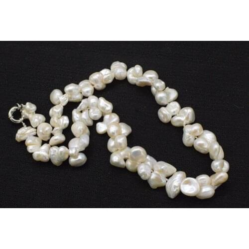 Freshwater pearl white unique baroque 17inch 15-18mm necklace FPPJ wholesale beads amazing