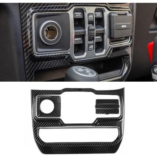 For Jeep Wrangler JL 2018-2022 Cigarette Lighter USB Socket Window Control Panel Decoration Cover Trim Decal Car Accessory ABS