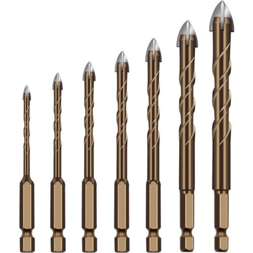 Widened Spiral Chip Chute Cross Ceramic Glass Drill Bit Tool High Hardnes Hexagonal Shank Spiral Groove Cross