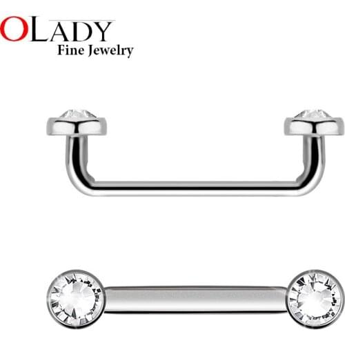 100% Titanium G23 internally threaded Surfacel Barbell With Flat Top Piercing Jewelry silver