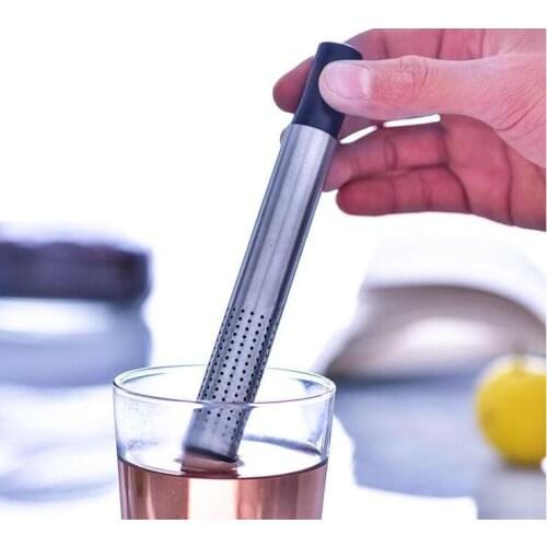 50pcs Tea Strainer Stick Stainless Steel Pipe Design Mesh Tea Filter Portable Tea Infuser Teaware