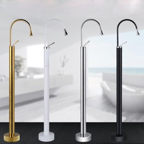 Bath Tub Sink Mixers Bathtub Faucets Floor Mounted Black Finish Brass Free Standing Hot and Cold Bath Faucet Set Luxury Gold Tap