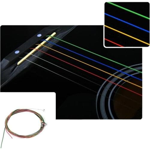 6Pcs Multiple Color Guitar Strings Rainbow Colorful Firm Copper Alloy Guitar Strings Set Acoustic Guitar Equipment 2020 New