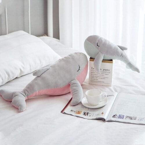 Warm Whale Comfortable Pillow Stuffed Sea Animal Plush Toy Soft Sofa Cushion Kawaii Smoothing Doll For Baby Delicate Home Decor