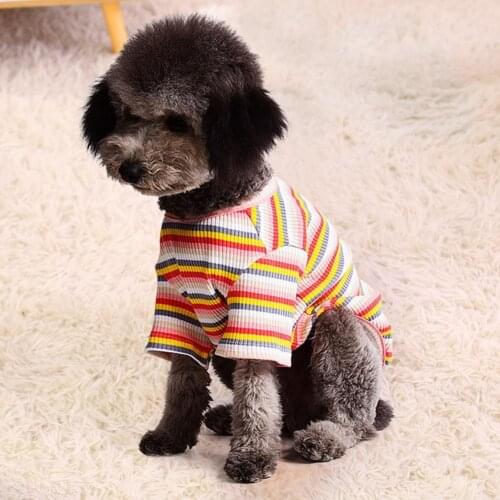 Pet Shirt Thin Breathable Two-legged Pet Striped T-shirt for Small Dog