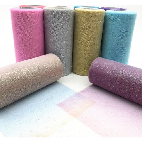 10 Yards 15cm Rainbow Glitter Tulle Roll for Table Runner Chair Sash Tutu Skirt Mariage Baby Shower Birthday Wedding Decoration
