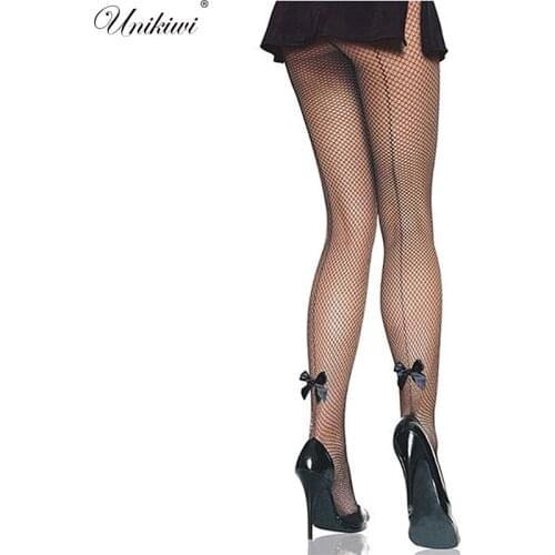 UNIKIWI Womens Tights Sexy One Line Design Bow Fishnet Stockings.Ladies Backside Line Tattoo Pantyhose Female Fishnets Hosiery