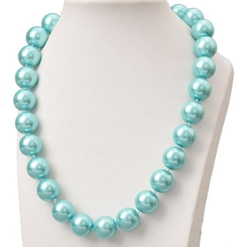 Pick Size 14mm Round Pearls Charm jewelry Necklace 18inch Imitation Pearls Chain Jewelry For Women Necklace Simple Style H806