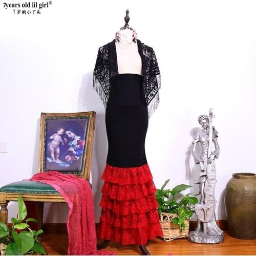 Spanish Dance Flamenco Skirt Ballroom Art Style Dress Gypsy Stage Wear Performance Costume ENN05