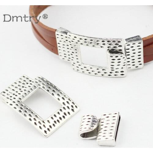 Dmtry 5set Fashion Buckle High Quality Antique Silver Jewelry Findings Hook Clasp for 15*3mm Flat Leather Round Leather LC0063
