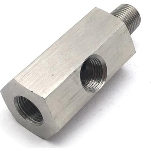 1/8'' BSPT Oil Pressure Sensor Tee to NPT Adapter Turbo Supply Feed Line Gauge