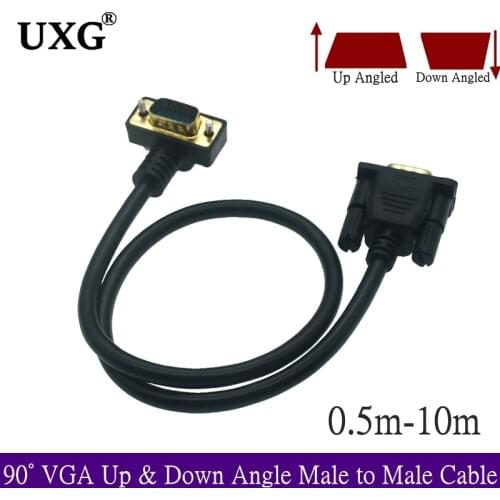 10M 5M 3M 0.5M 90° VGA Monitor Right Up & Down Angle Male To Straight Male Adapter Cable For Projector Computer Monitor HDT