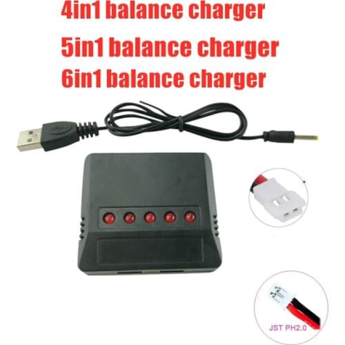 1S 3.7V Lipo Battery 4in1 5in1 6in1 Balance Charger Ph2.0 Plug Connector for E010 E011 E013 F36 H36 X5C X5SW H107 Tiny Whoop