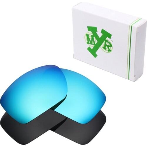 2 Pairs Mryok POLARIZED Replacement Lenses for Oakley Big Taco Sunglasses Stealth Black & Ice Blue