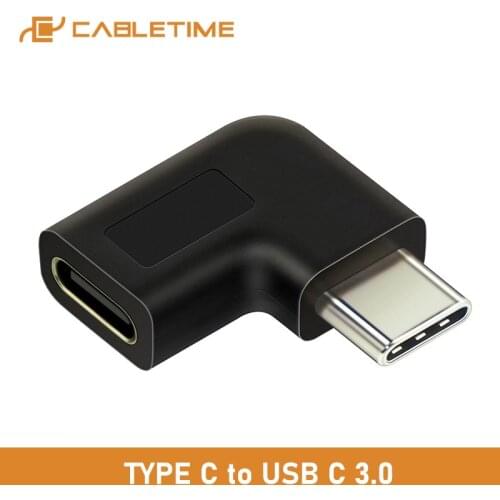 CABLETIME USB Type C Adapter Type-C OTG USB C Male to Female 90 Degree For Xiao mi Huawei Mate Pro Samsung USB-C Spliter C015