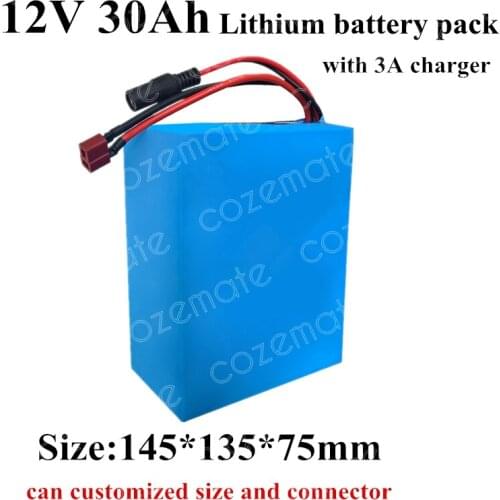 Battery 12v 30ah 30000mah 12v Dc Batteries Portable Li-ion Lithium Battery Pack for Backup Power 12 Volt Cctv Camera + Charger