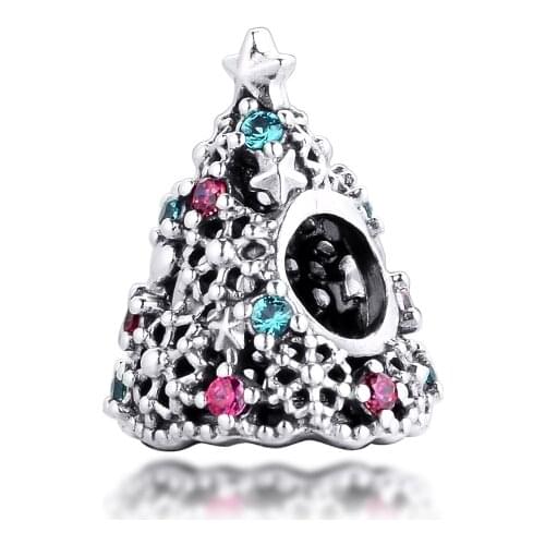 DIY Beads For Jewelry Making Glitter Christmas Tree Charm Fits Original Charms Bracelets Woman 925 Sterling Silver Jewelry