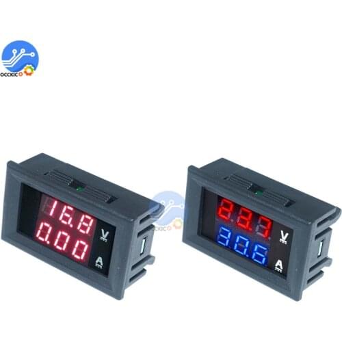 DC 100V 50A Digital Voltmeter Ammeter LED Red Blue Display Voltage Current Meter Tester 0.56" Panel Amp Volt Detector