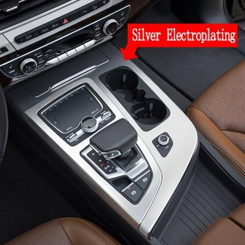For Audi Q7 2016-2019 ABS Chrome Center Control Shift Frame Trim Strips Water Cup Cover Decoration Holder Panel Car Styling