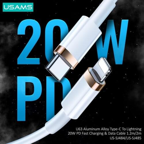 USAMS 20W USB C Cable for iPhone 12 8 XR PD Fast Charge for iPhone 12 Pro Max USB Type C Cable Fast Charging for Macbook Cable