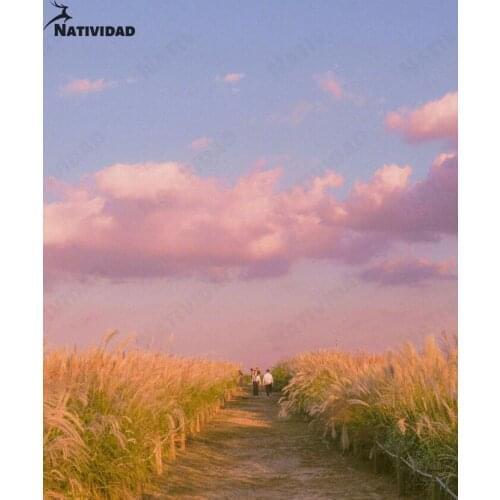 Canvas Painting Pink Landscape Picture Decor Modern Flower Field Art Poster Bedroom Living Room Home Hotel Wall Decoration