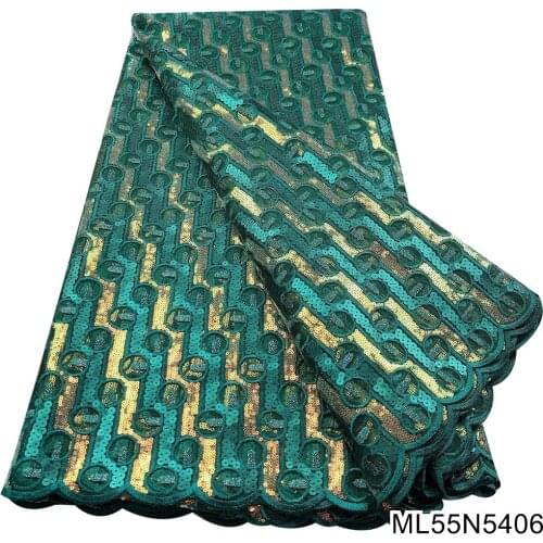 BEAUTIFICAL African Net Lace With Gold Sequins French Tulle African Lace Fabric 5Yards Nigerian Lace Fabric For Dress ML55N54