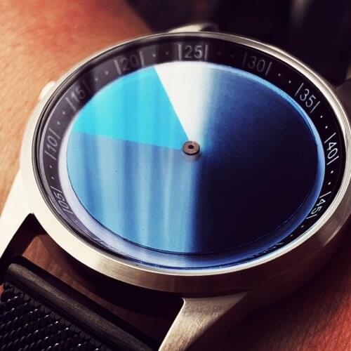 Enmex design Blue code mens wristwatchcreative design stainless steel case Transform blue face quartz clock watch