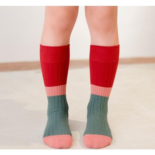 Autumn and winter thick warmth fashion childrens tide socks color matching stripes boys and girls cute children cotton socks