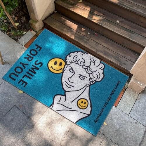 New Creative Pattern Door Mat Carpet PVC Silk Loop Anti-slip Mat Small Home Door Mat Custom Size Dustproof Entrance Mat Carpet