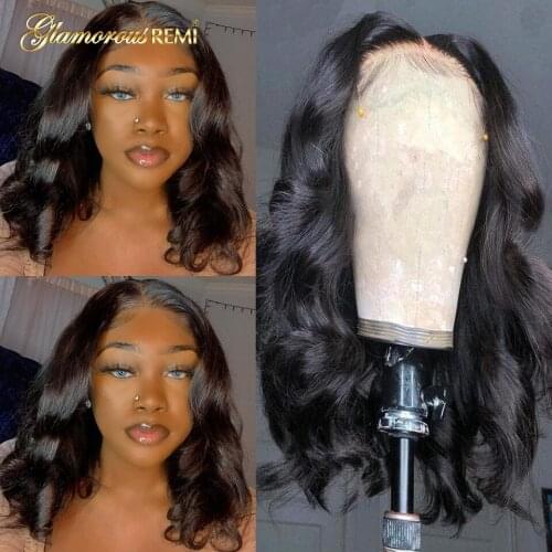Body Wave Short Bob Human Hair Wig Brazilian Body Wave Lace Front Wig For Black Women Natural Color 4x4 Lace Wigs With Baby Hair