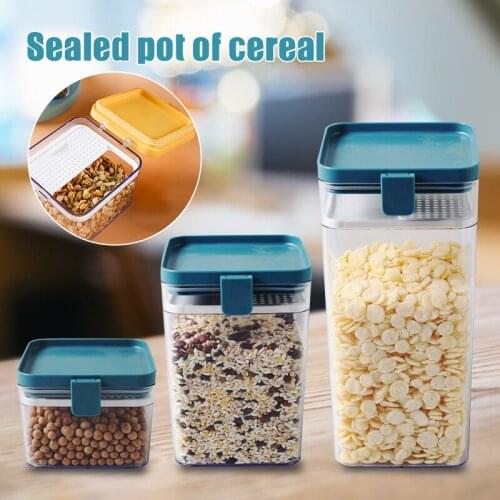Plastic Airtight Food Container Sealing Storage Canister with Lid Cereal Seasoning Jar Sealed Flour Tank Kitchen Supply