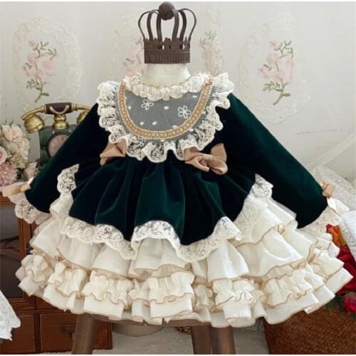 Champagne Girl Dress Baptismal dress for infant Lace elegant Flower Girls Wedding Dresses tutu princess Party Flower girl Dress